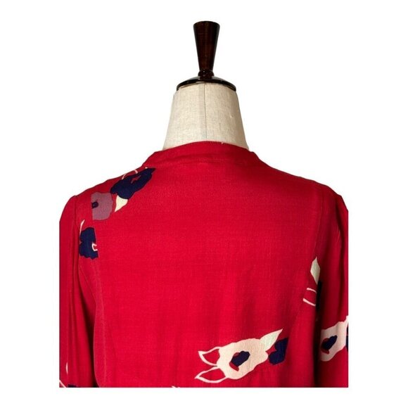 Rollas Shirt Women‎ Small Red Floral Print Delilah Wrap Blouse Boho Cottagecore - Picture 5 of 9